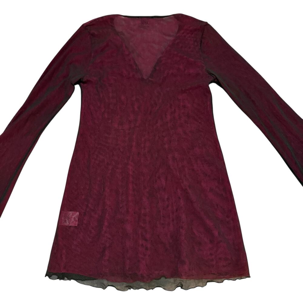 Cop Copine Layered Mesh Top Color Shift Black Pink Lettuce Edge Y2K Size 1 Small - Picture 11 of 14